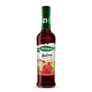 Szklana butelka syropu Herbapol Malina z kwiatem lipy 420 ml