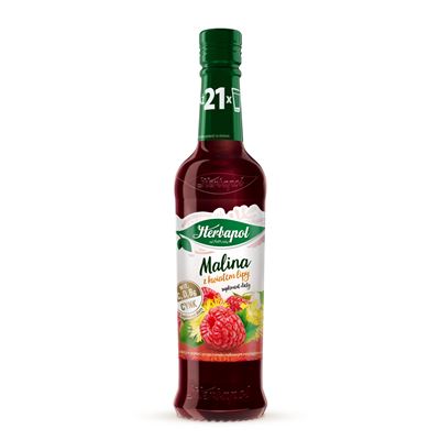 Szklana butelka syropu Herbapol Malina z kwiatem lipy 420 ml