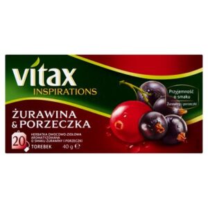 Opakowanie herbata ziołowo-owocowa VITAX Inspirations żurawina porzeczka 20 torebek