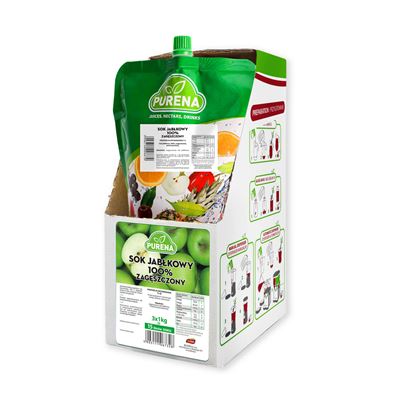 Opakowania PURENA Sok jabłkowy 100% zagęszczony 3 x 1 l