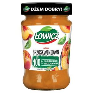 Słoik dżemu brzoskwiniowego Łowicz o obniżonej zawartości cukrów 280g