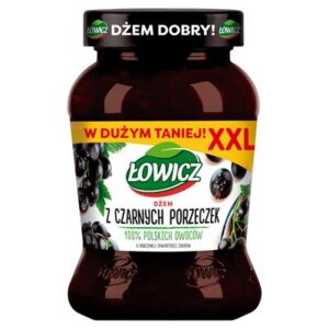 Słoik ŁOWICZ Dżem z czarnych porzeczek o obniżonej zawartości cukrów 450g