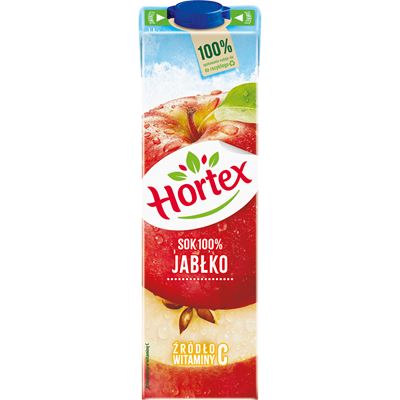 Zestaw sześciu kartonów soku jabłkowego Hortex 100% o pojemności 1 litr każdy