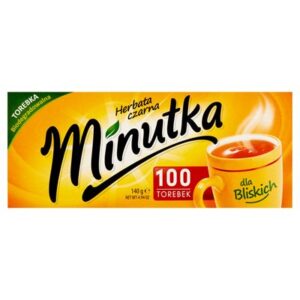 Opakowanie czarnej herbaty minutka 100 torebek 140g