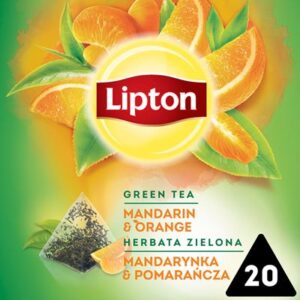 Pudełko Lipton Mandarynka i pomarańcza Herbata zielona 20 piramidek