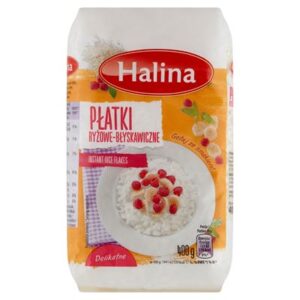 Opakowanie płatków ryżowych błyskawicznych marki HALINA o wadze 400g